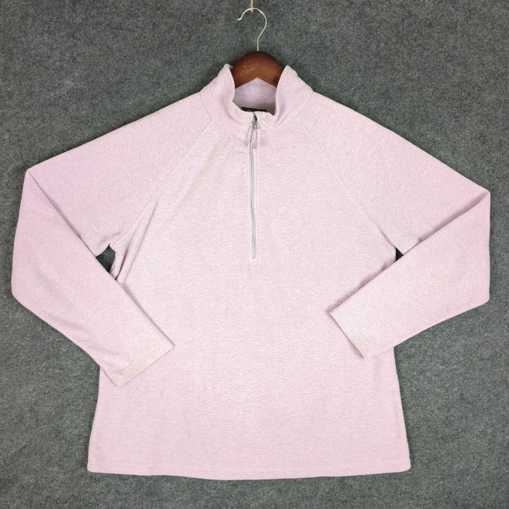 Eddie Bauer Womens Fleece Pullover 1/4 Zip Lavender Purple Mock Neck‎ Size L - Picture 2 of 12